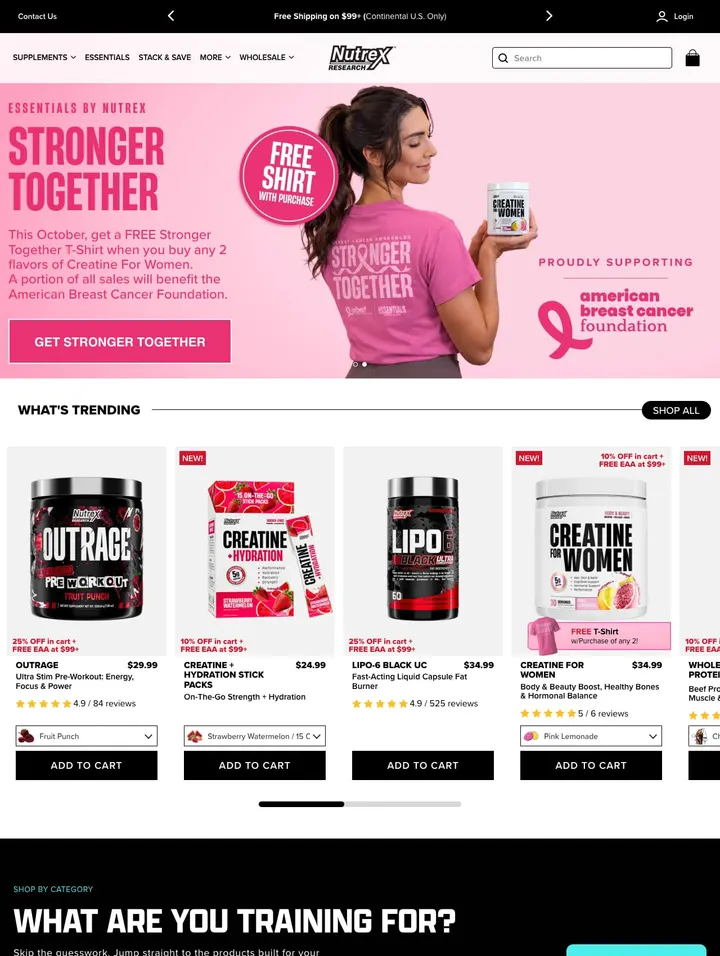 Nutrex home page